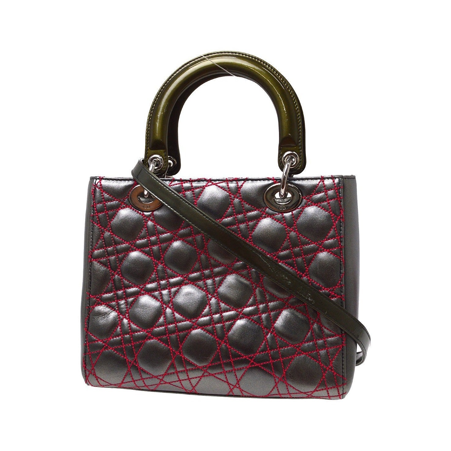 Christian Dior Lady Dior Anselm Reyle Cannage Quilt Leather, Gray, Leather, Handbag