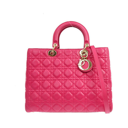 Christian Dior Lady Dior Cannage, Pink, Leather, Handbag