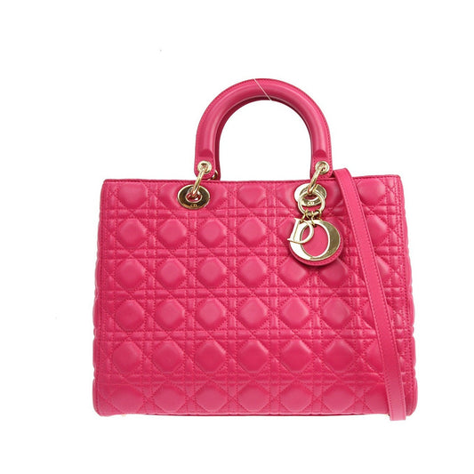 Christian Dior Lady Dior Cannage, Pink, Leather, Handbag