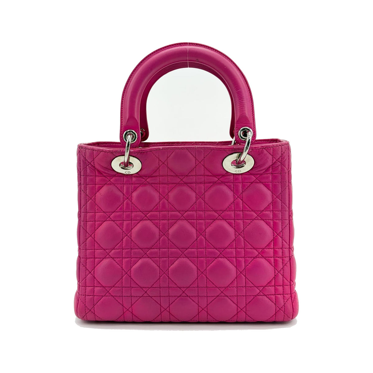Christian Dior Lady Dior Cannage Quilt Lambskin, Pink, Leather, Handbag