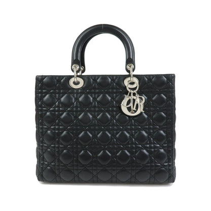 Christian Dior Lady Dior Cannage Quilt Lambskin, Black, Leather, Handbag