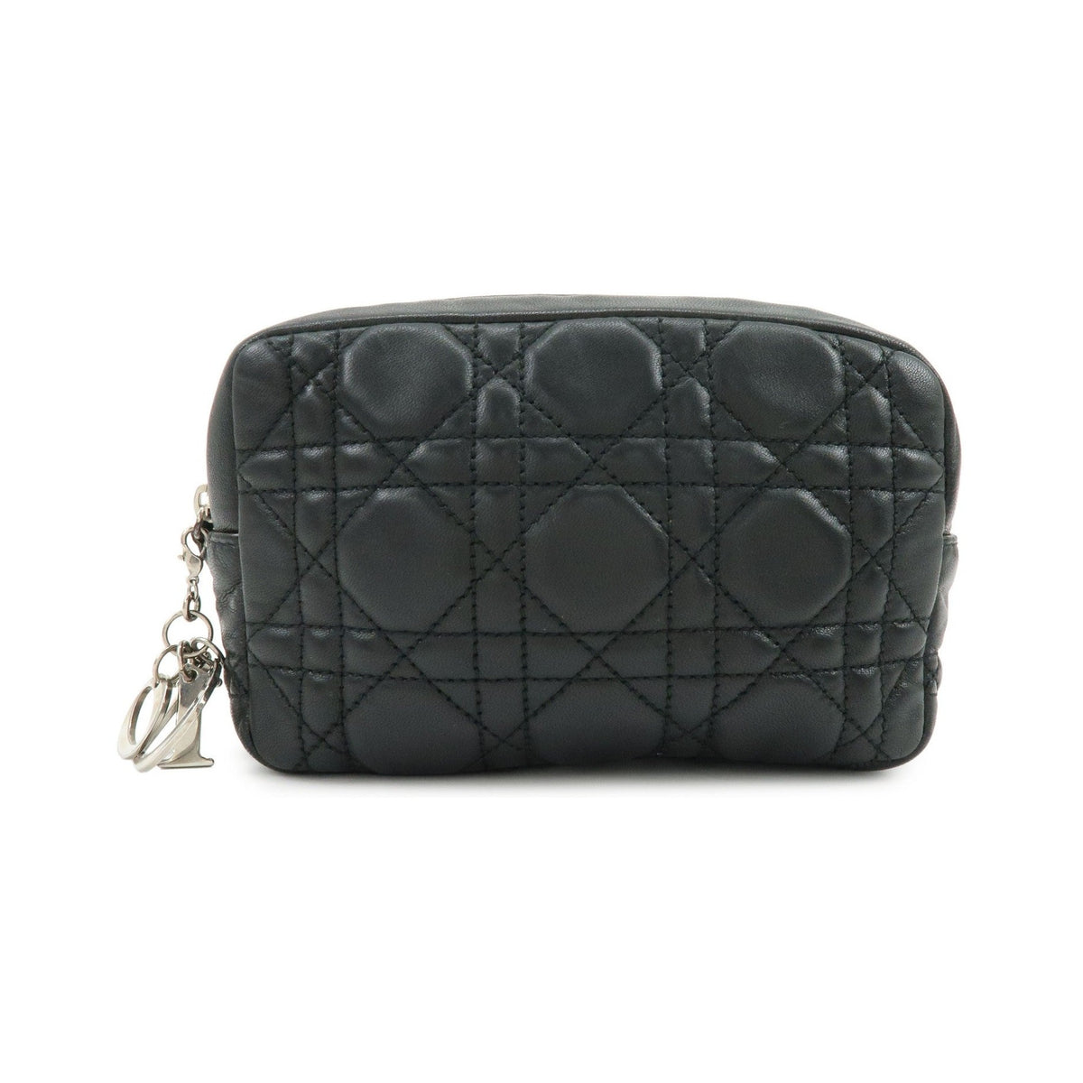 Christian Dior Lady Dior Cannage Quilt Leather, Black, Leather, Wallet