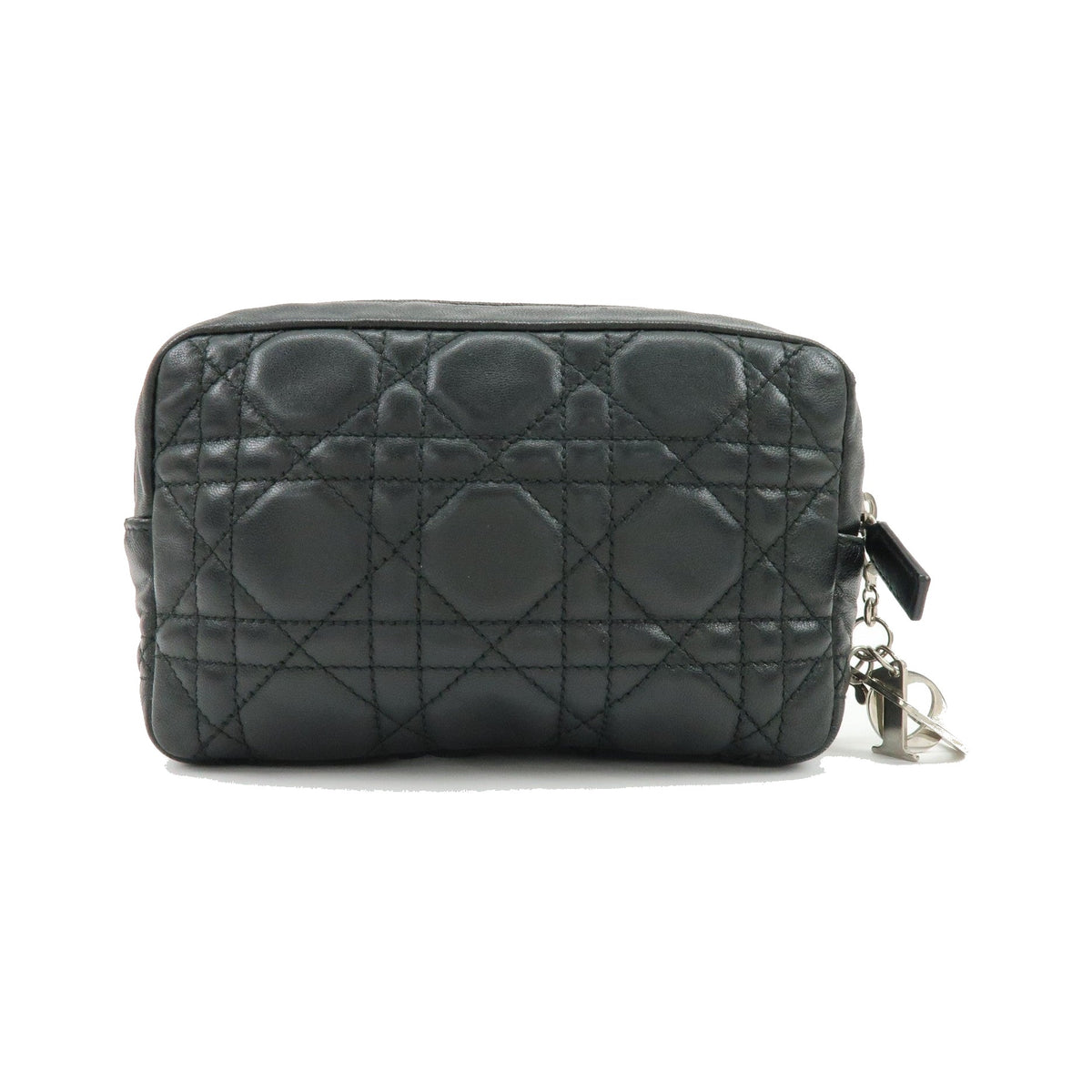 Christian Dior Lady Dior Cannage Quilt Leather, Black, Leather, Wallet