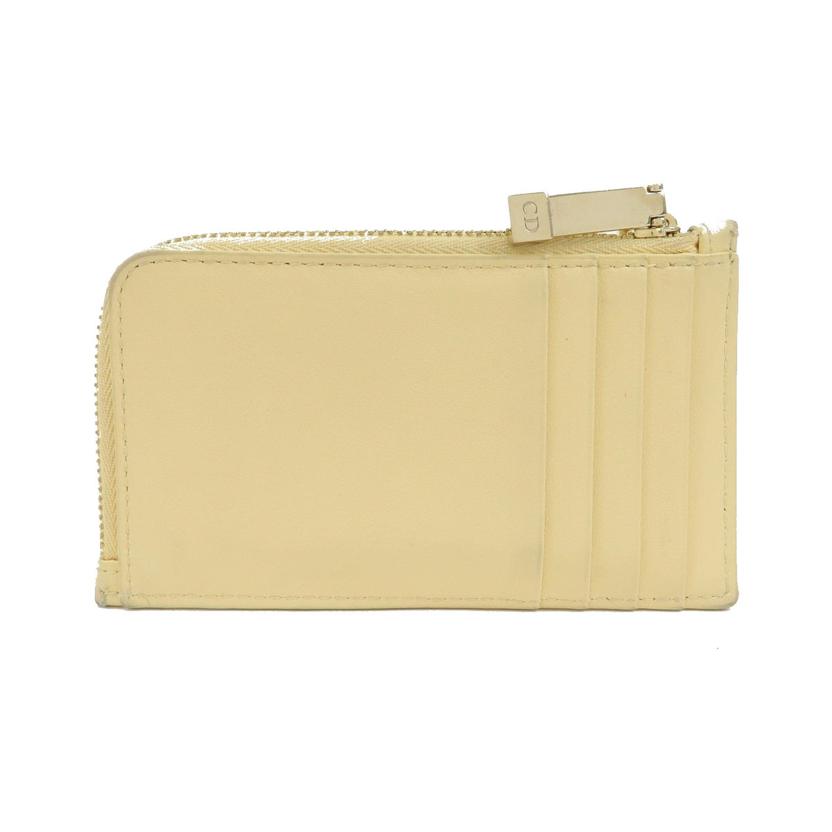 Christian Dior Lady Dior Card Holder Cannage Quilt Patent, Yellow, Leather, Card Holder