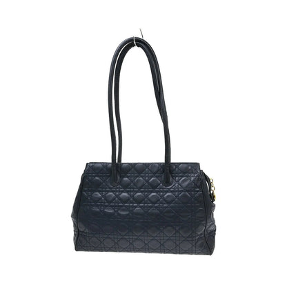 Christian Dior Lady Dior Soft Satchel Cannage Quilt Lambskin, Navy, Leather, Tote Bag