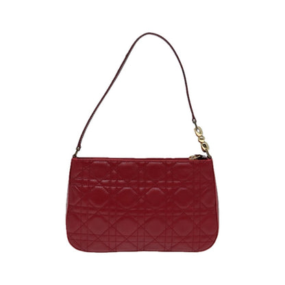 Christian Dior Lady Dior Zip Pochette Cannage Quilt Lambskin, Red, Leather, Clutch