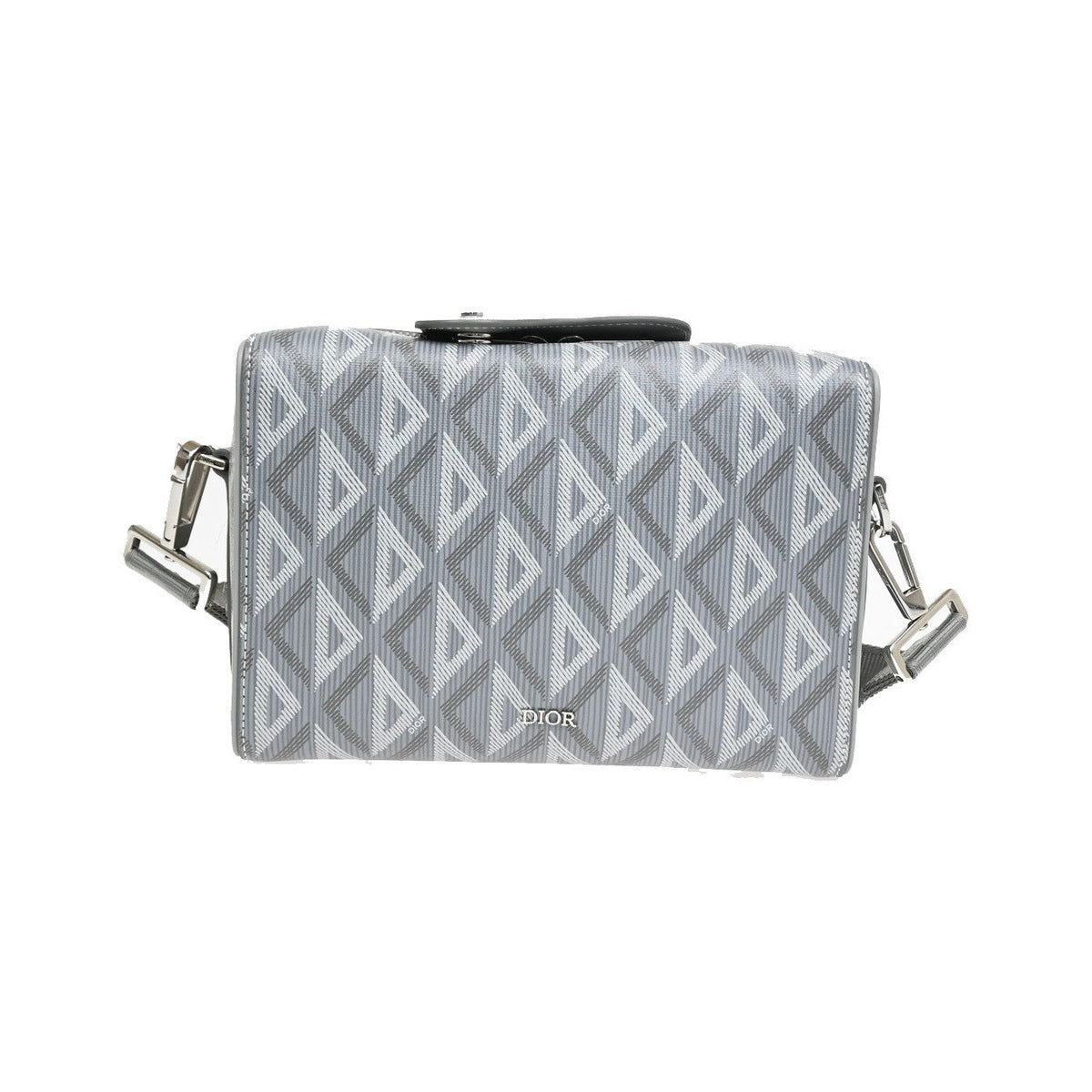 Christian Dior Lingot Messenger CD Diamond Coated Canvas, Gray, Canvas, Handbag