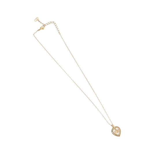 Christian Dior Logo Heart Pendant Metal, Gold, Metal, Necklace