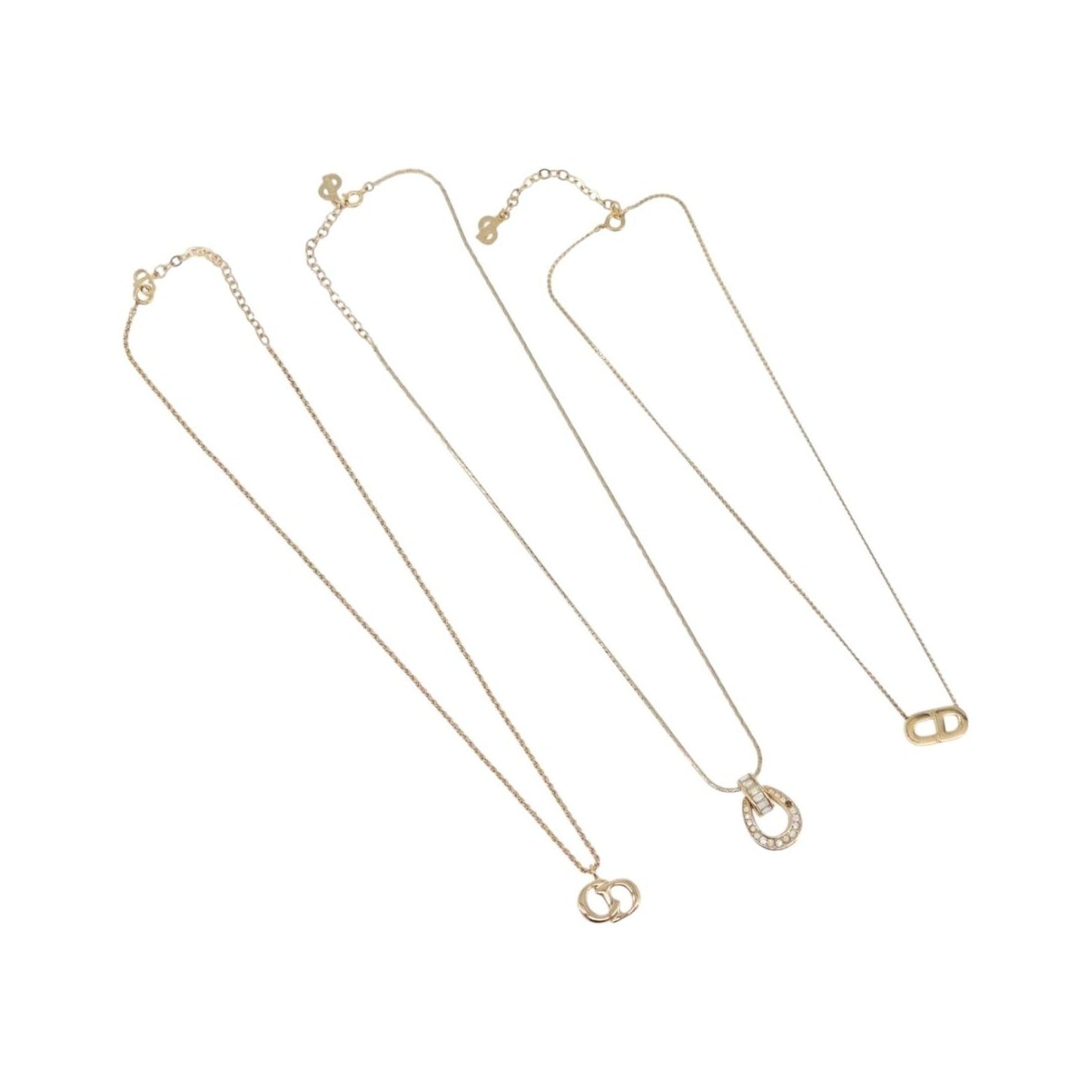 Christian Dior Logo Pendant Metal, Gold, Metal, Necklace