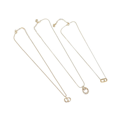 Christian Dior Logo Pendant Metal, Gold, Metal, Necklace