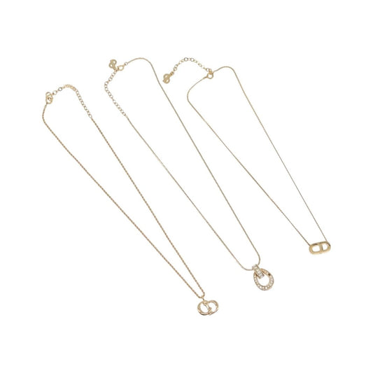 Christian Dior Logo Pendant Metal, Gold, Metal, Necklace