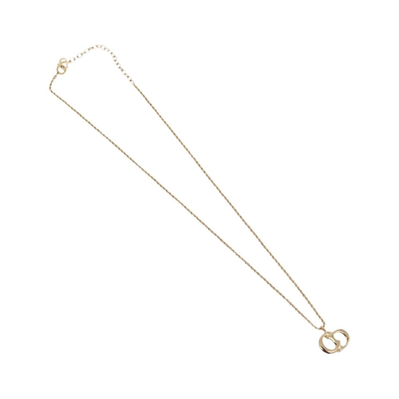 Christian Dior Logo Pendant Metal, Gold, Metal, Necklace