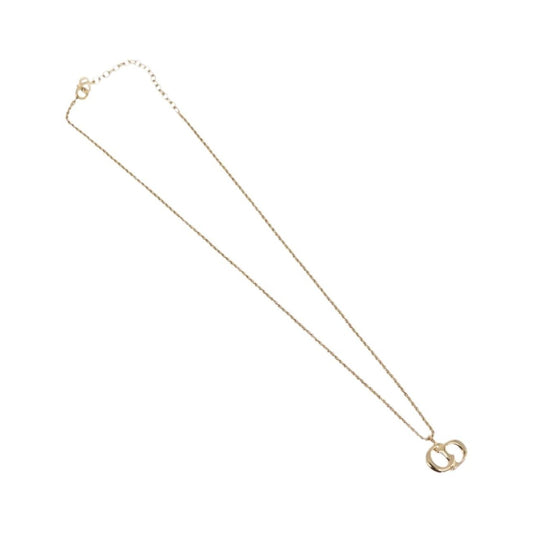 Christian Dior Logo Pendant Metal, Gold, Metal, Necklace