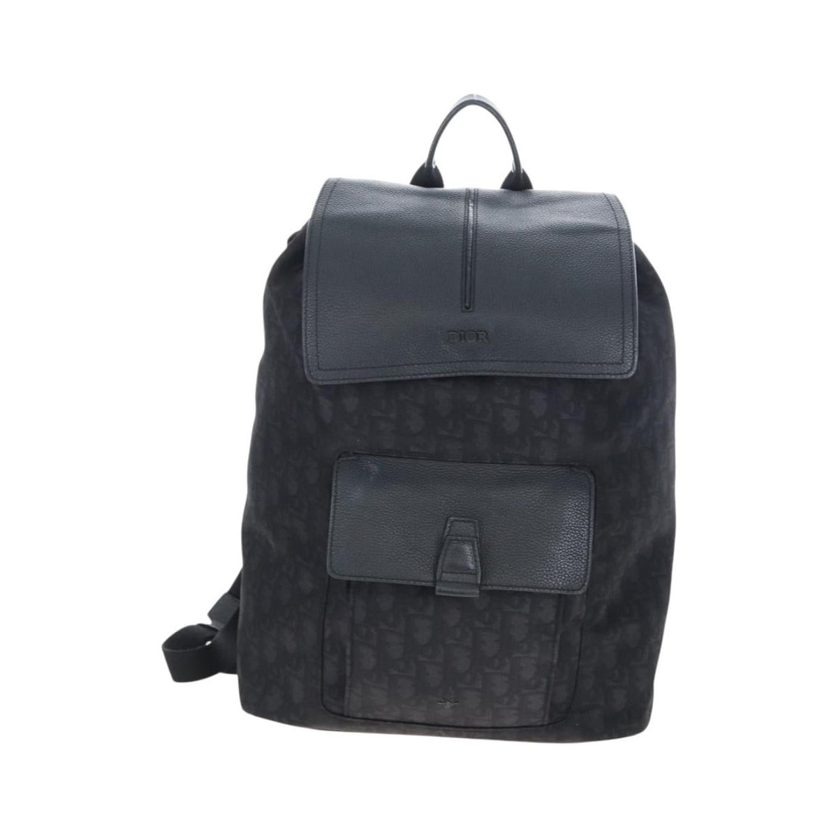 Christian Dior Motion Oblique Canvas with Leather, Black, Canvas, Backpack