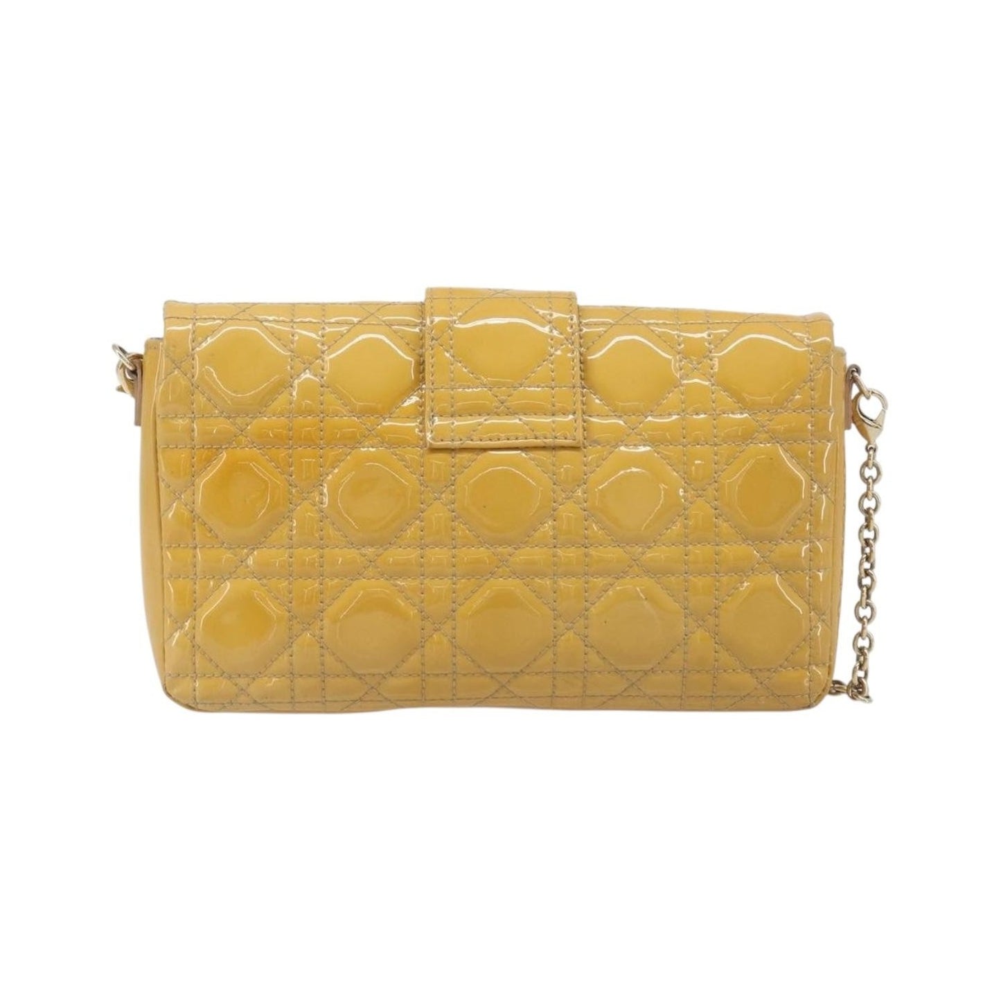 Christian Dior New Lock Cannage Quilt Patent, Yellow, Patent Leather, Clutch