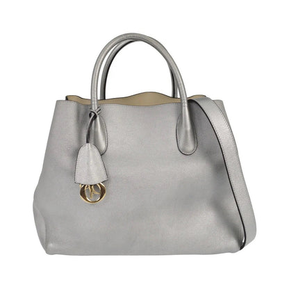 Christian Dior Open Bar Leather, Silver, Leather, Handbag