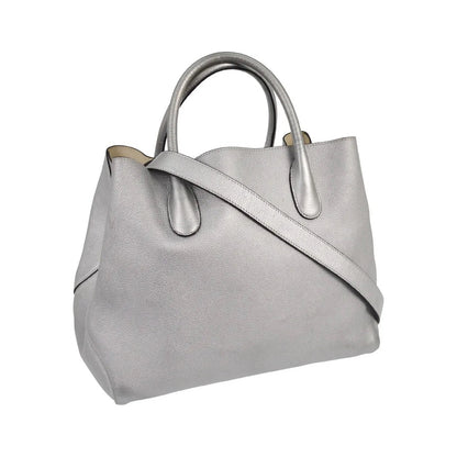 Christian Dior Open Bar Leather, Silver, Leather, Handbag
