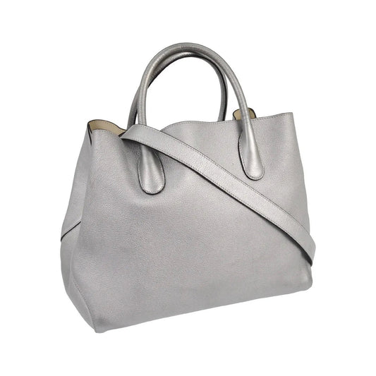 Christian Dior Open Bar Leather, Silver, Leather, Handbag