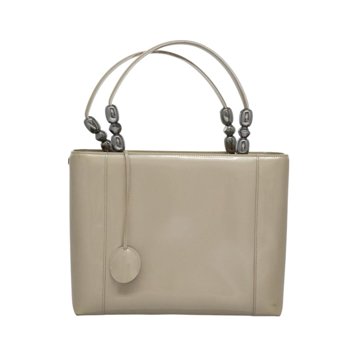 Christian Dior Pearl Lady Dior Patent leather, Beige, Patent Leather, Handbag