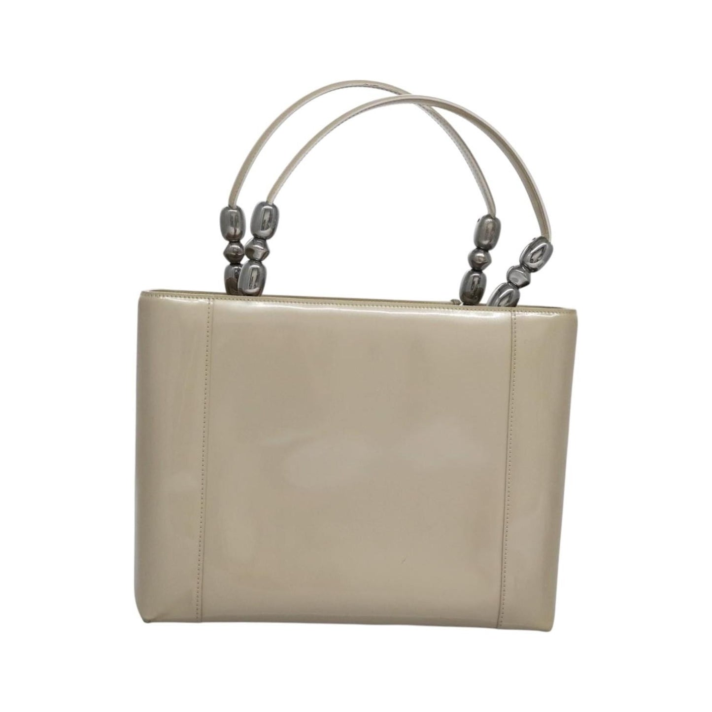 Christian Dior Pearl Lady Dior Patent leather, Beige, Patent Leather, Handbag