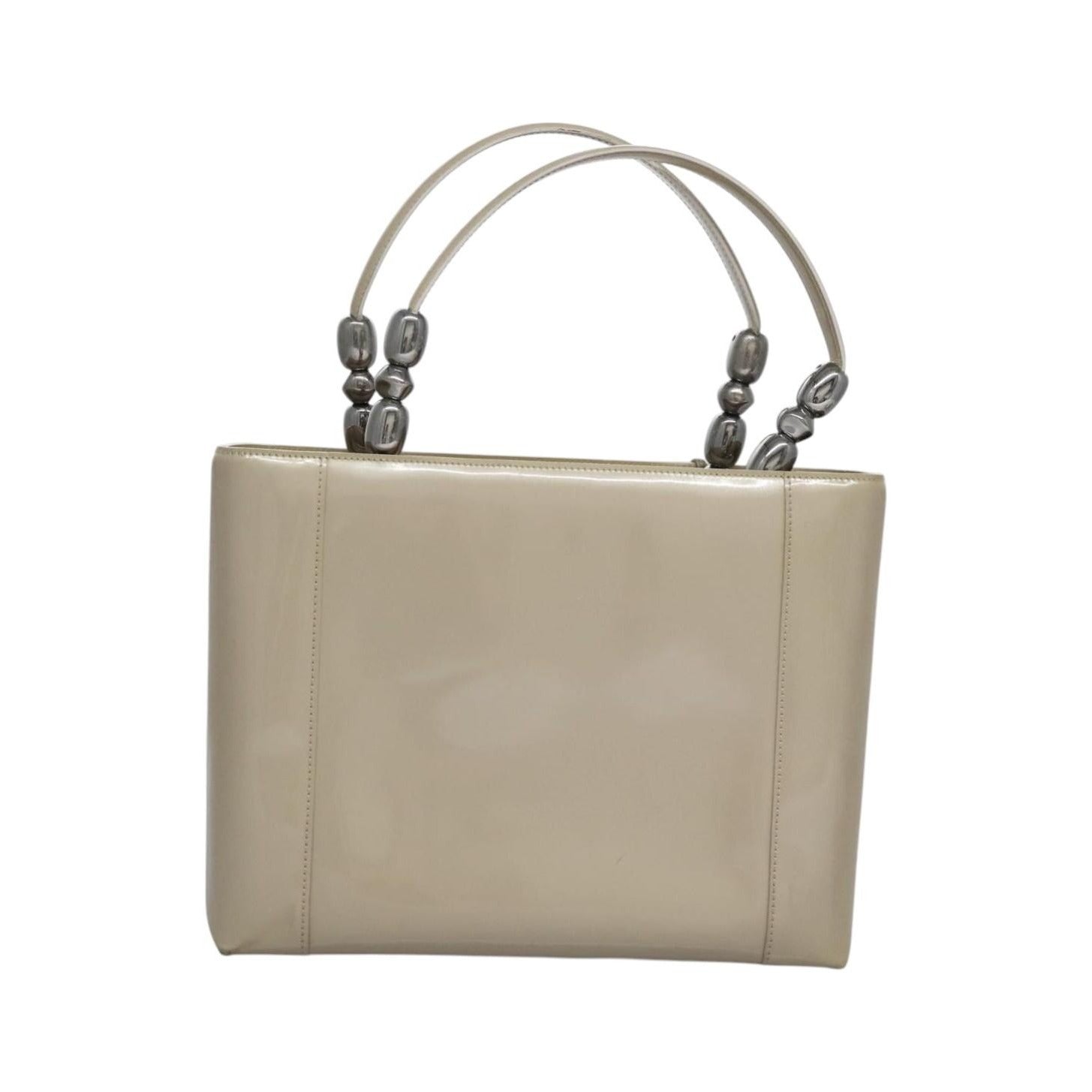 Christian Dior Pearl Lady Dior Patent leather, Beige, Patent Leather, Handbag