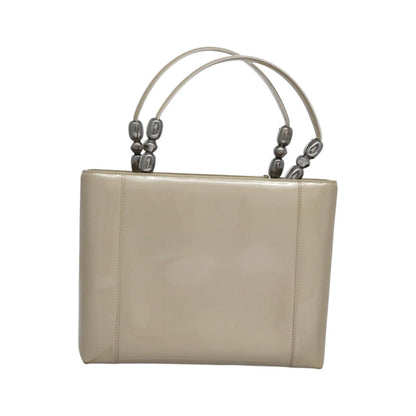 Christian Dior Pearl Lady Dior Patent leather, Beige, Patent Leather, Handbag