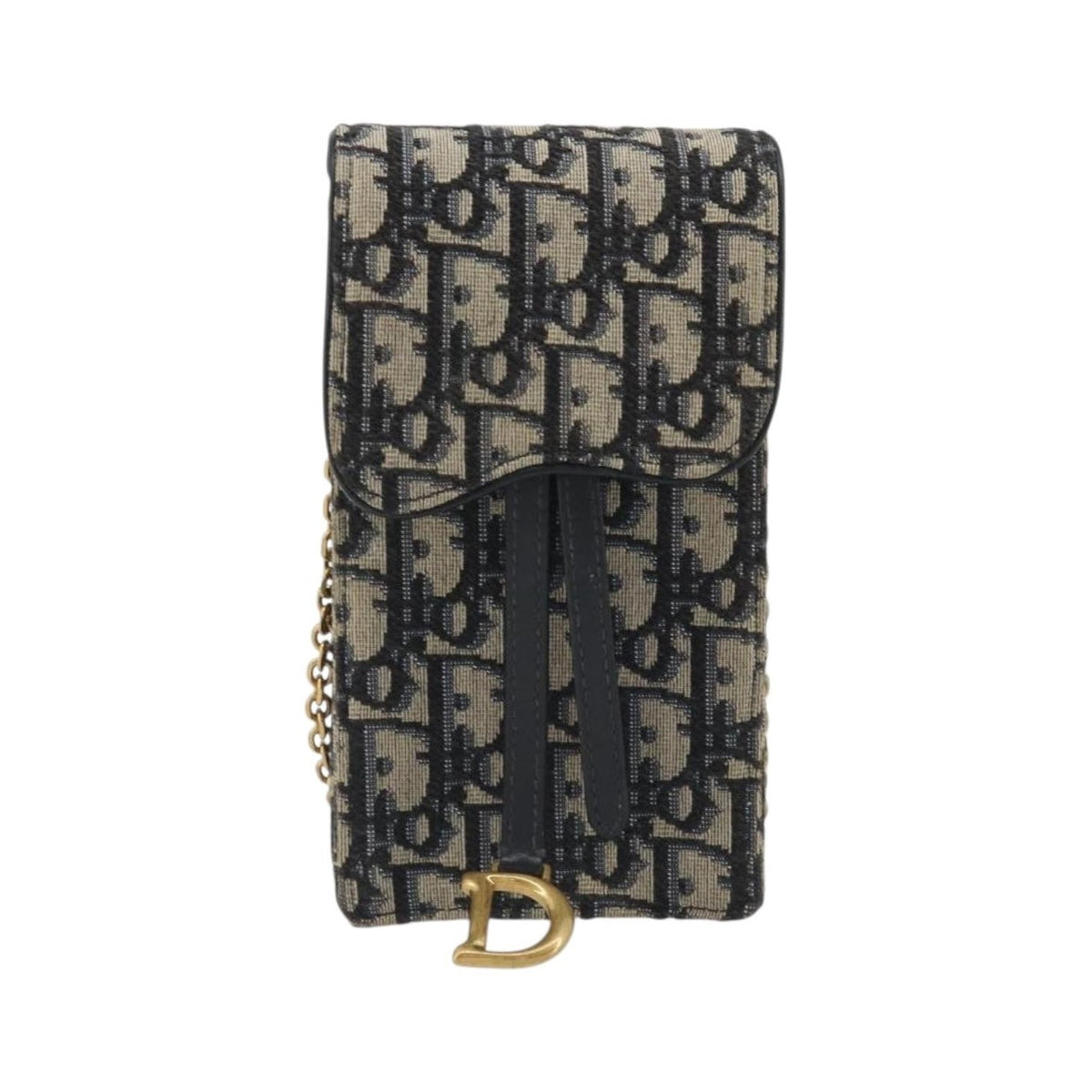 Christian Dior Phone Case Oblique Canvas, Navy, Canvas, Clutch