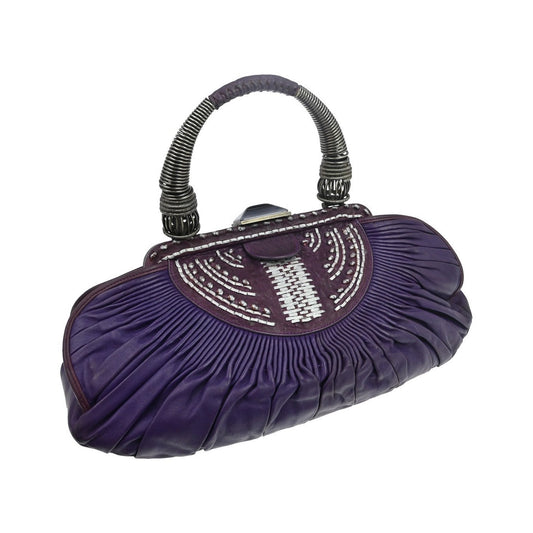 Christian Dior Plisse Frame Pleated Leather, Purple, Leather, Handbag