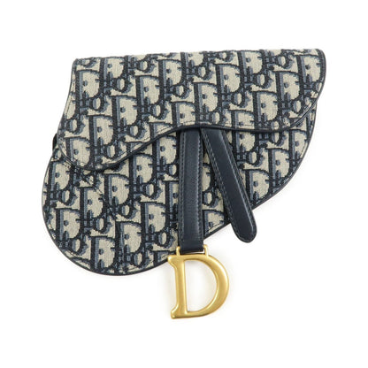 Christian Dior Saddle Belt Oblique Canvas, Navy, Canvas, Handbag