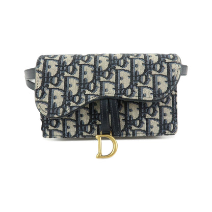 Christian Dior Saddle Belt Oblique Canvas, Navy, Canvas, Handbag