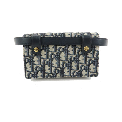 Christian Dior Saddle Belt Oblique Canvas, Navy, Canvas, Handbag
