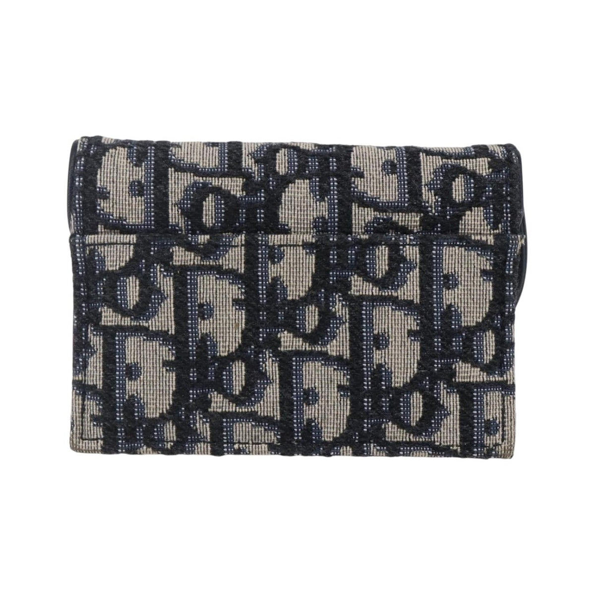 Christian Dior Saddle Card Case Oblique Canvas, Navy, Canvas, Card Holder