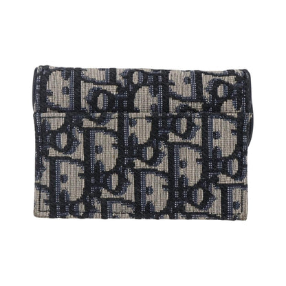 Christian Dior Saddle Card Case Oblique Canvas, Navy, Canvas, Card Holder