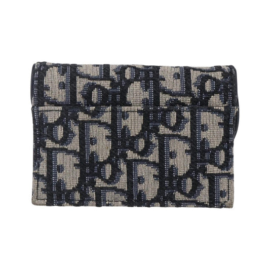 Christian Dior Saddle Card Case Oblique Canvas, Navy, Canvas, Card Holder