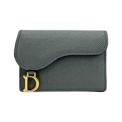 Christian Dior Saddle Lotus Leather, Gray, Leather, Wallet