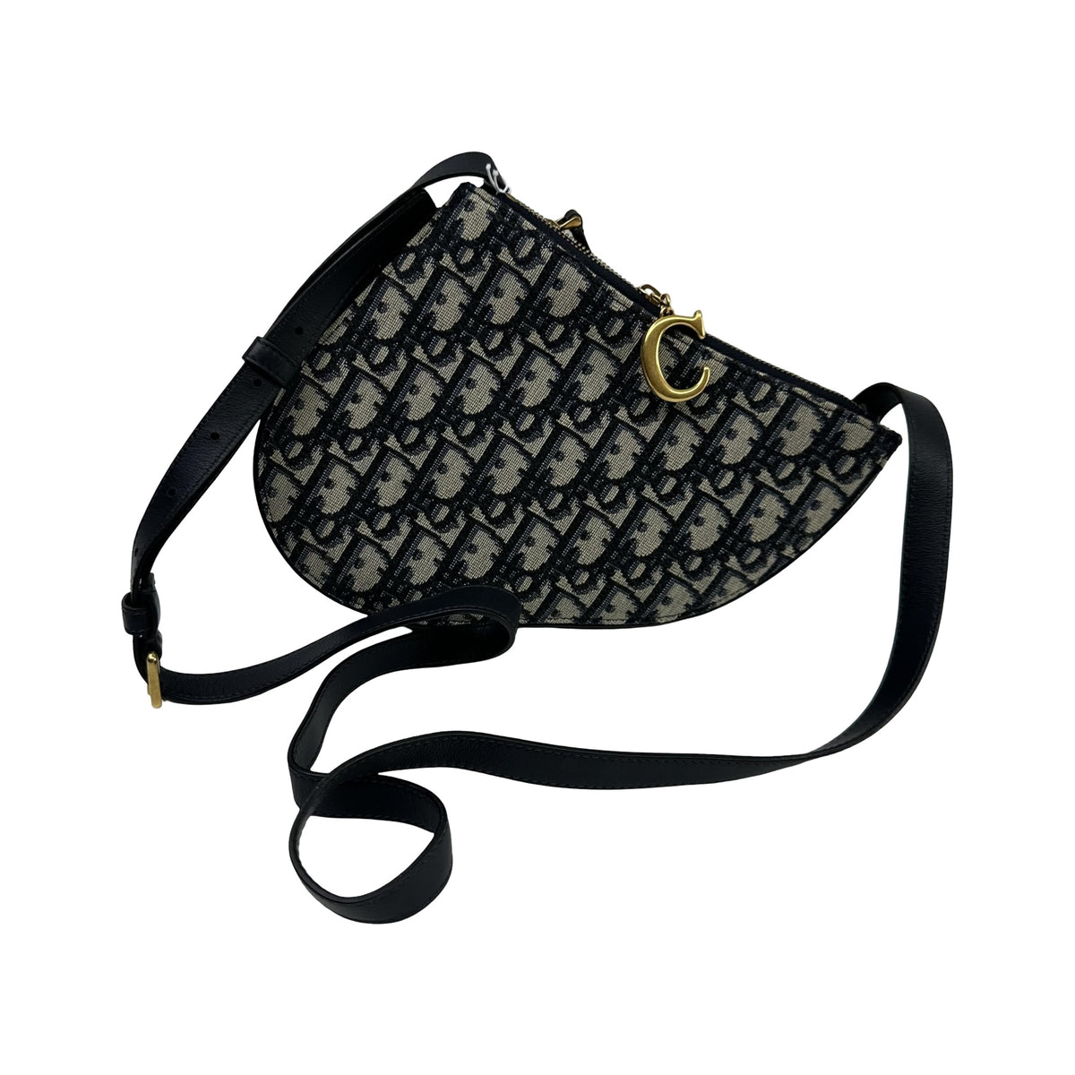 Christian Dior Saddle Oblique Canvas, Blue, Canvas, Shoulder Bag