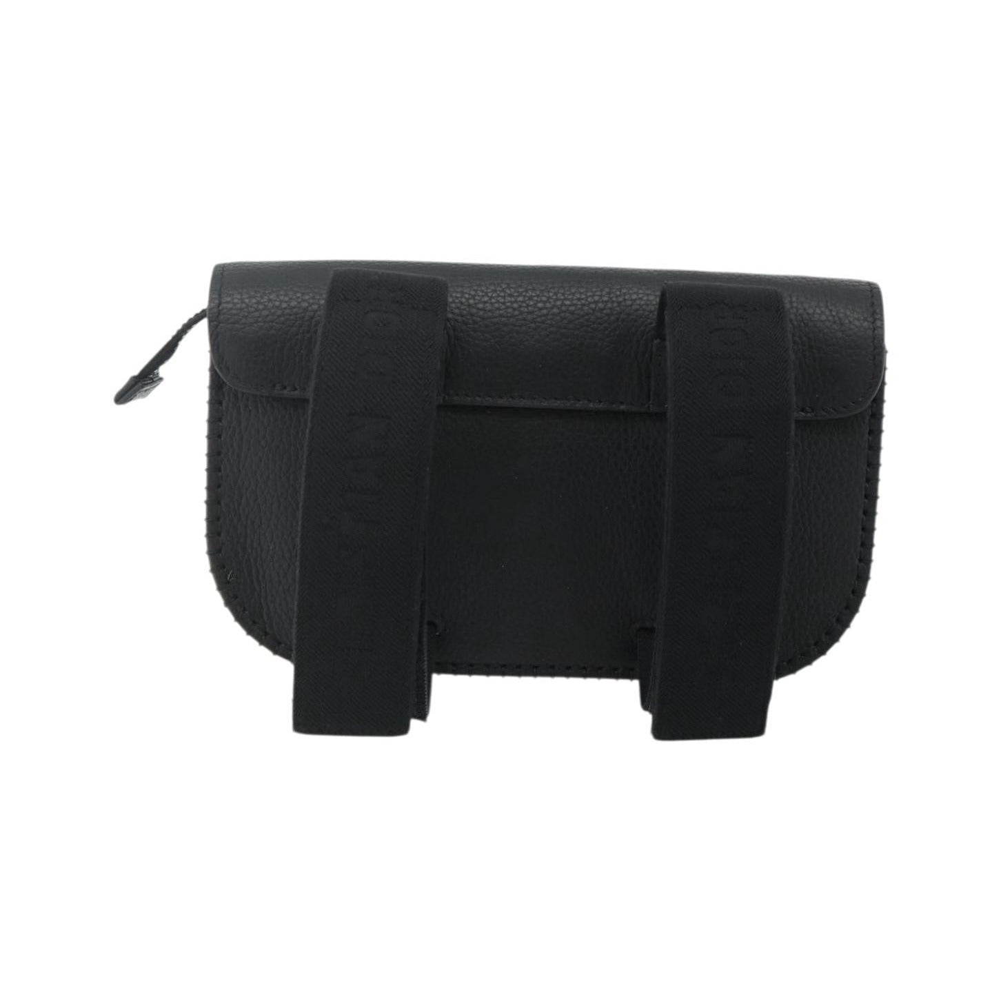 Christian Dior Saddle Pouch Belt Leather, Black, Leather, Clutch
