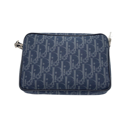 Christian Dior Saddle Triple Zip Leather, Black, Canvas, Crossbody Bag