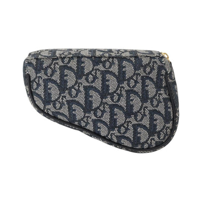 Christian Dior Saddle Zip Diorissimo Canvas, Blue, Canvas, Clutch