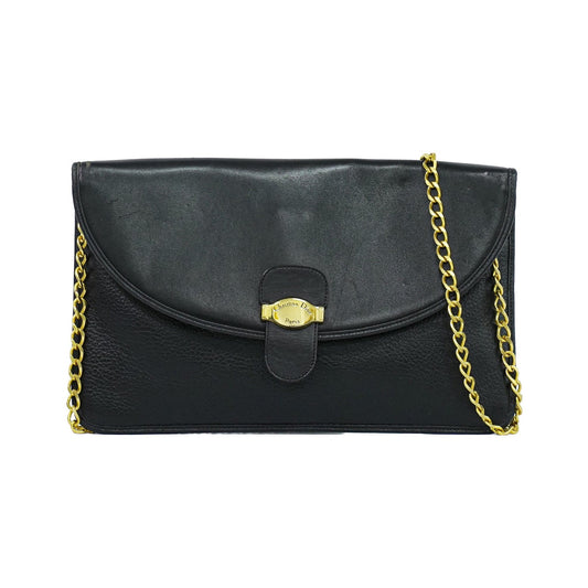 Christian Dior Shoulder Leather, Black, Leather, Shoulder Bag
