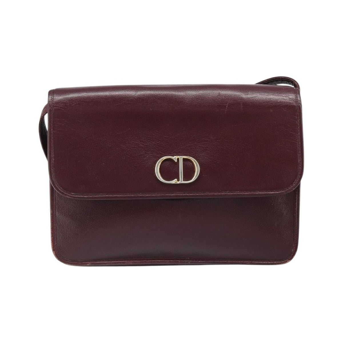 Christian Dior Shoulder Leather, Burgundy, Leather, Shoulder Bag