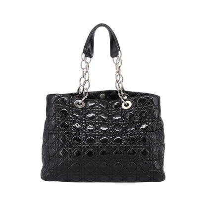 Christian Dior Soft Chain Cannage Quilt Patent, Black, Patent Leather, Tote Bag