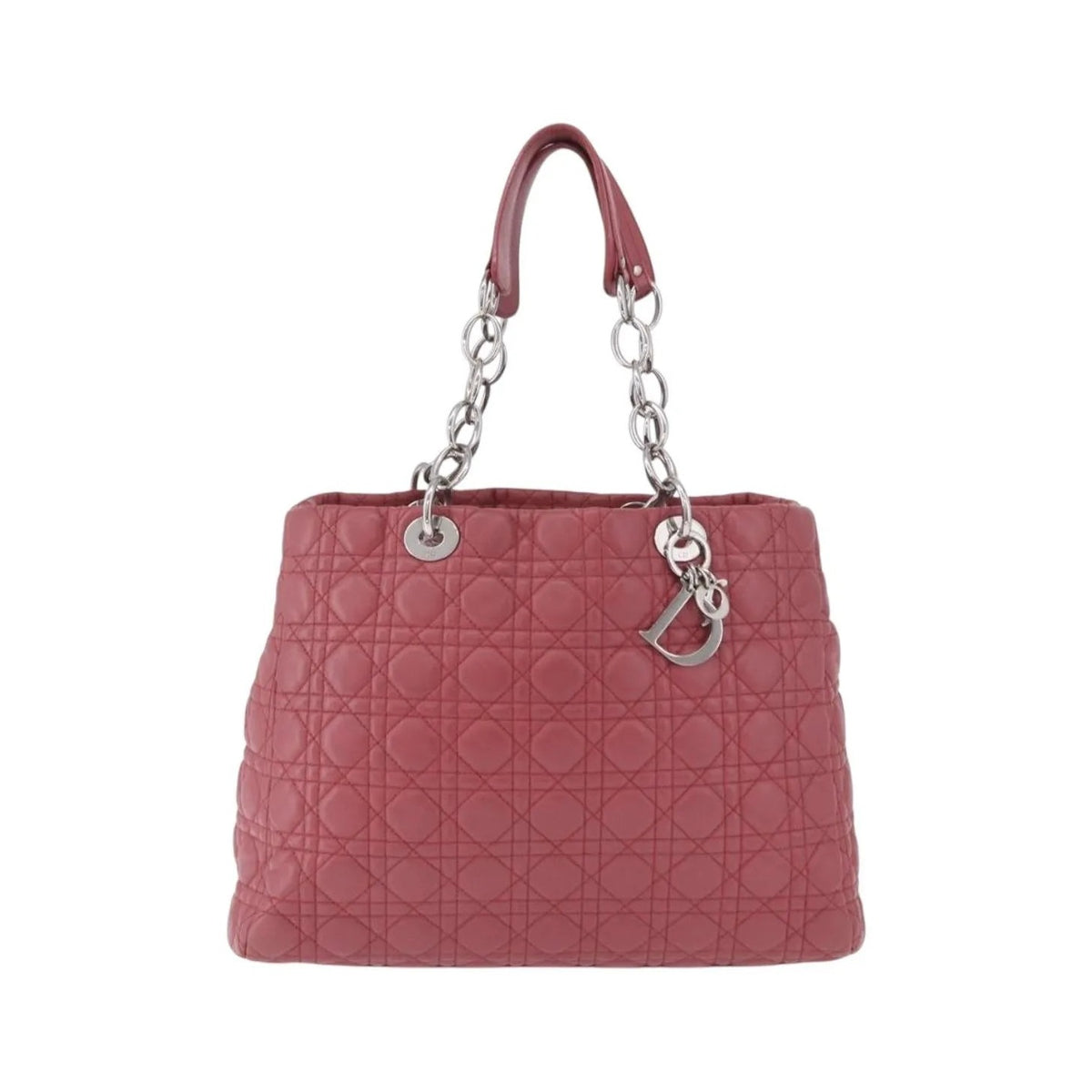 Christian Dior Soft Chain Tote Cannage Quilt Lambskin, Pink, Leather, Handbag