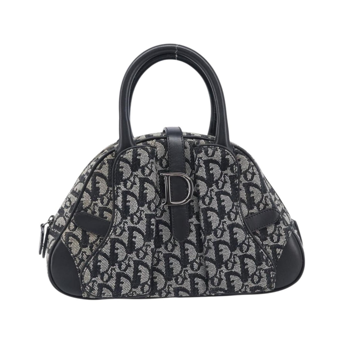 Christian Dior Trotter Double Saddle Canvas, Black, Canvas, Handbag