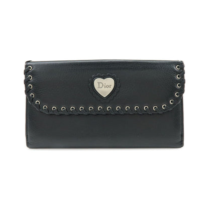 Christian Dior Trotter / Heart Motif Wallet Leather, Black, Leather, Wallet