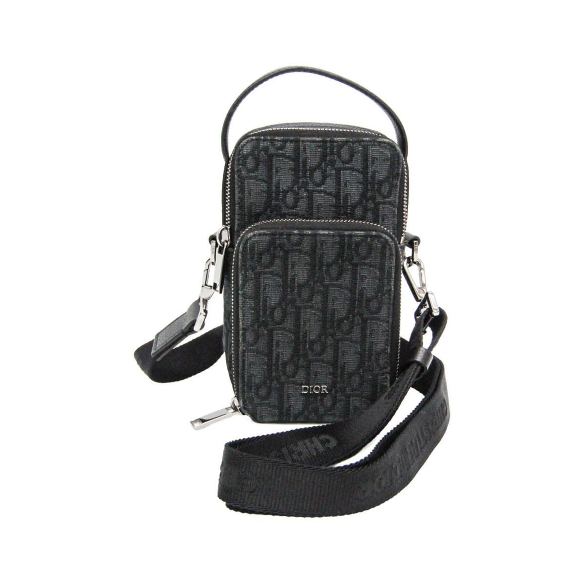 Christian Dior Trotter Oblique Jacquard, Black, Canvas, Shoulder Bag