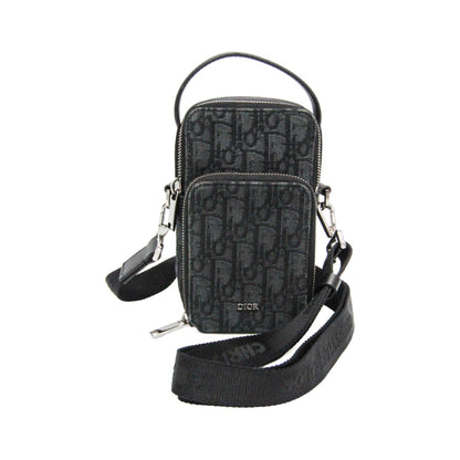 Christian Dior Trotter Oblique Jacquard, Black, Canvas, Shoulder Bag