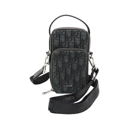 Christian Dior Trotter Oblique Jacquard, Black, Canvas, Shoulder Bag
