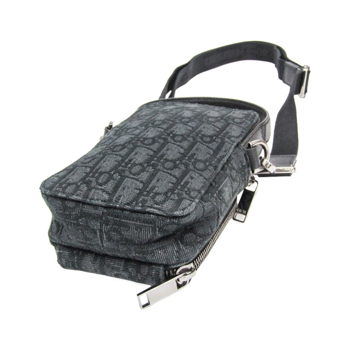 Christian Dior Trotter Oblique Jacquard, Black, Canvas, Shoulder Bag