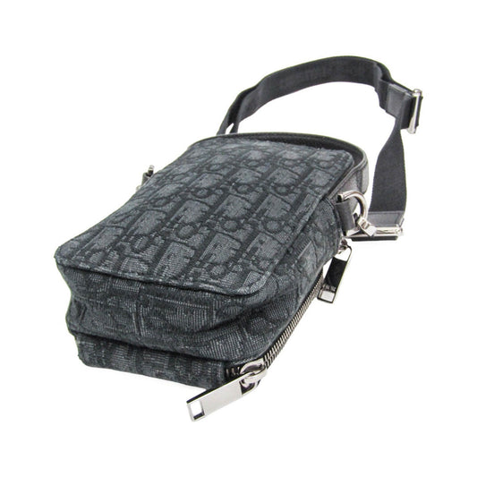 Christian Dior Trotter Oblique Jacquard, Black, Canvas, Shoulder Bag